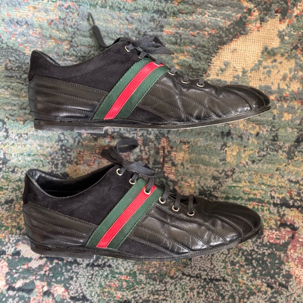 Gucci 10(11.5-12) Gatsby GG Leather Racing Stripes + Sporty Suede Accents - Picture 4 of 16